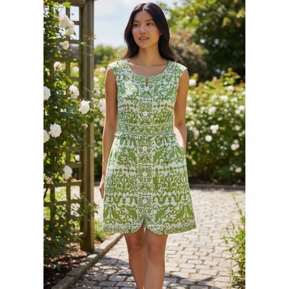 Cynthia Steffe Lime Green and White  Dress Women Size 10 - Picture 13 of 14